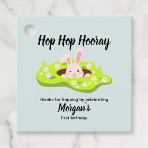 Hop Hop Hooray Some Bunny Rabbit Hole 1st Birthday Favour Tags