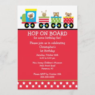Hop on Board Birthday Train Invitation