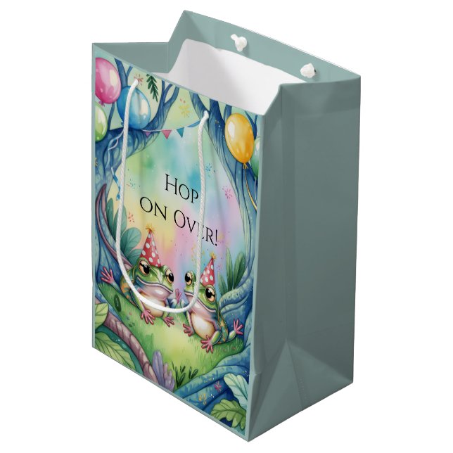 Hop On Over Birthday Party  Medium Gift Bag (Front Angled)