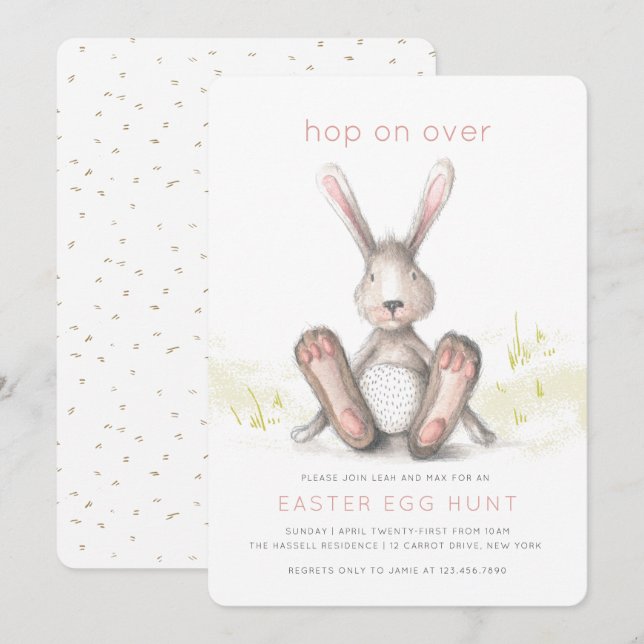 Hop on Over Easter Brunch Egg Hunt Invitation (Front/Back)