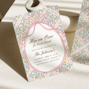 Hop on Over Easter Brunch Egg Hunt Spring Invitation