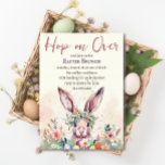 Hop on Over Easter Bunny Spring Floral Brunch  Invitation<br><div class="desc">Pretty boho watercolor Easter bunny surrounded by spring flowers and Easter eggs. An elegant invitation design for your Easter brunch, dinner, or egg hunt party. Ivory cream background with sage green, pink, purple, yellow, and orange accents. When is Easter? This year it's early - March 31st. There's still time to...</div>