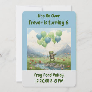 Hop on Over Frog Birthday Party Invitation