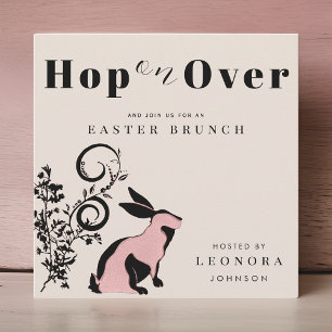 Hop On Over Modern Bunny Easter Brunch Invitation