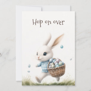 Hop On Over   Watercolor Bunny Easter Invite
