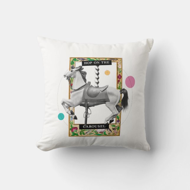 Hop on The Carousel  Throw Pillow (Front)