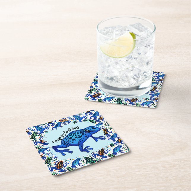 Hop-py Birthday Tropical Frog Drink Coasters (Insitu)