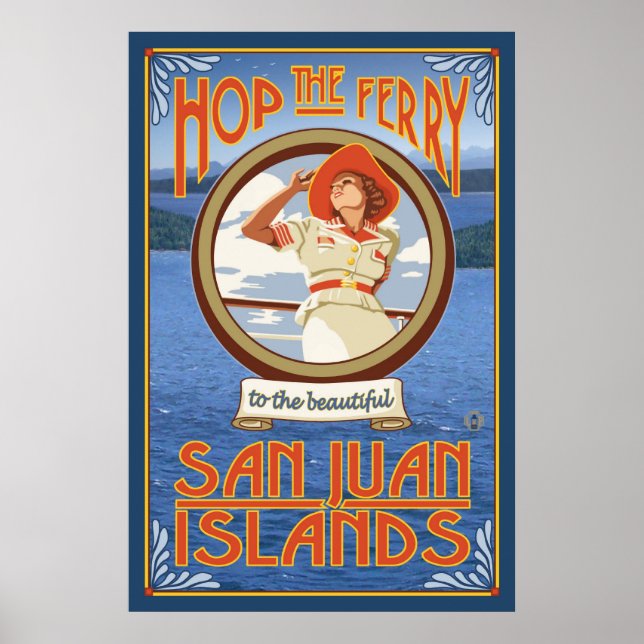 Hop the Ferry - San Juan Islands, WA Travel Poster (Front)