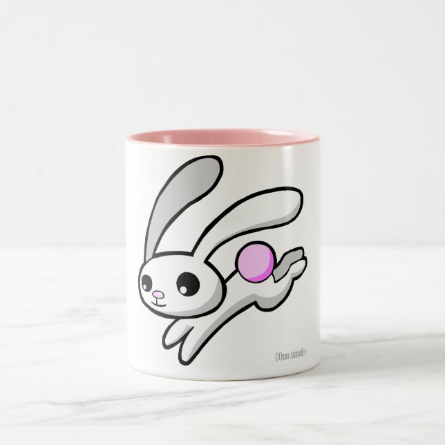 Hop the Rabbit with fluffy pink tail drinking mug (Center)