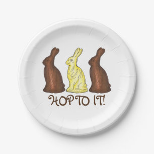 Hop To It Chocolate Easter Bunny Rabbit Candy Paper Plate