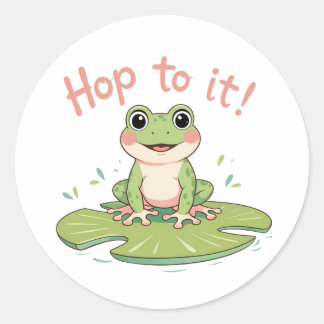 Hop to It! Cute Frog Lily Pad Sticker