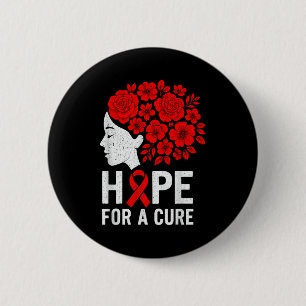 Hope Aids Butterfly Red Ribbon Hiv Aids Awareness 2 Inch Round Button