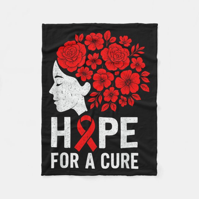 Hope Aids Butterfly Red Ribbon Hiv Aids Awareness  Fleece Blanket (Front)
