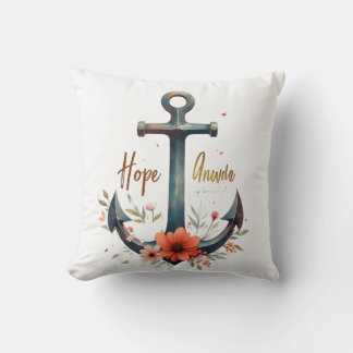 Hope Anchors the Soul – Luxurious Christian Artwor Throw Pillow