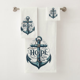 Hope Anchors the Soul Nautical  Bath Towel Set