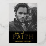 Hope and faith. Elegant religious Christmas gold Foil Holiday Card<br><div class="desc">"Hope and faith" elegant minimalist gold religious Christmas photo сard.</div>