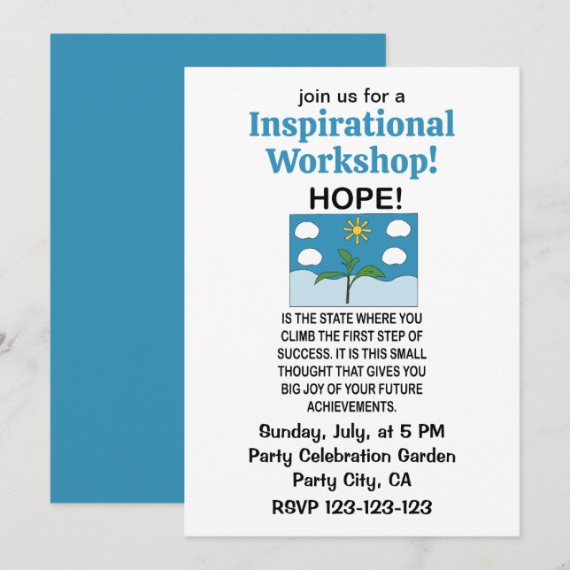 Hope And Inspiration Motivational Workshop Invitation (Front/Back)