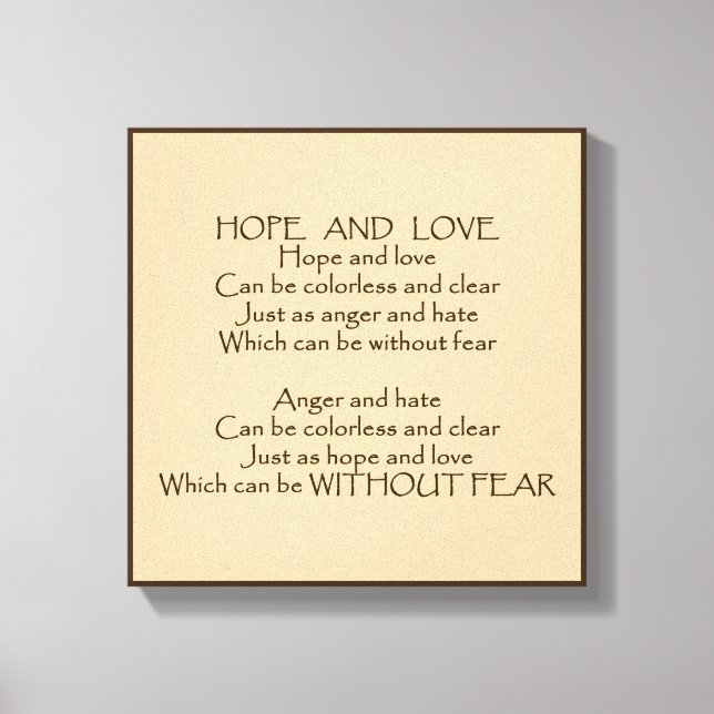 Hope And Love Poem Wrapped Canvas (Front)