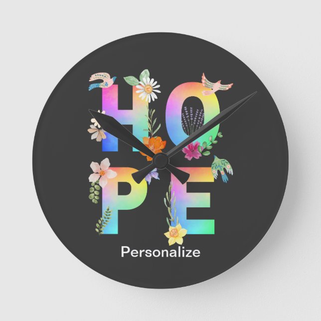 Hope Artistic Positive Motivational Inspirational Round Clock (Front)