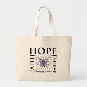 Hope Believe Faith - Fibromyalgia Large Tote Bag