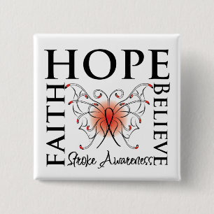 Hope Believe Faith - Stroke Disease 2 Inch Square Button