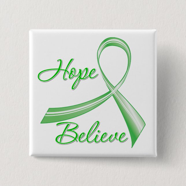 Hope Believe Traumatic Brain Injury 2 Inch Square Button (Front)