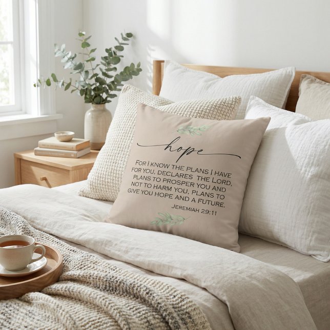 Hope Bible Verse from Jeremiah 29:11 Throw Pillow (Creator Uploaded)