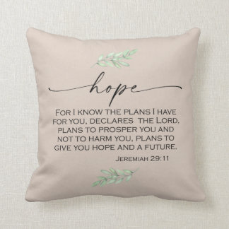Hope Bible Verse from Jeremiah 29:11 Throw Pillow