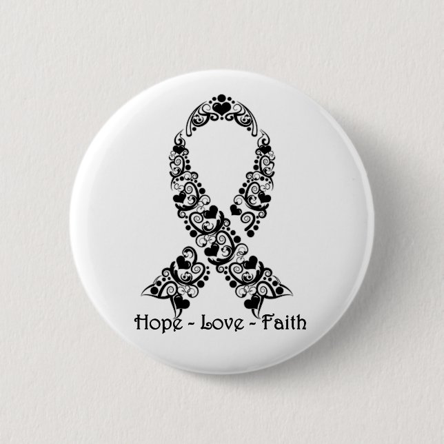Hope Black Awareness Ribbon 2 Inch Round Button (Front)