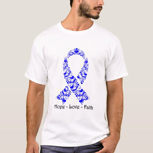 Hope Blue Awareness Ribbon T-Shirt (Front)