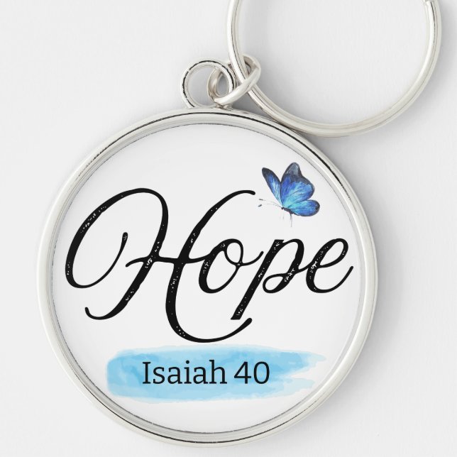 Hope Blue Butterfly  Keychain (Front)