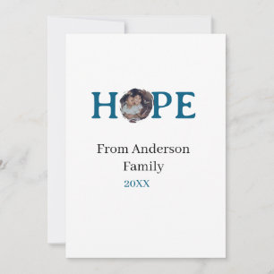 Hope blue holidays bold letter kids photo name yea invitation