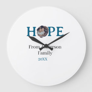 Hope blue holidays bold letter kids photo name yea large clock