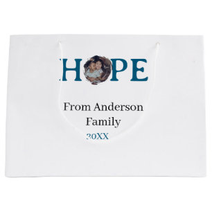 Hope blue holidays bold letter kids photo name yea large gift bag