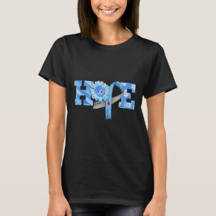 Hope Blue Ribbon Sunflower T1d Diabetes Awareness T-Shirt