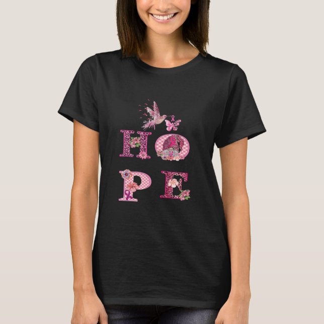 Hope Breast Cancer Awareness Hummingbird Breast T-Shirt (Front)