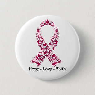 Hope Burgundy Awareness Ribbon 2 Inch Round Button