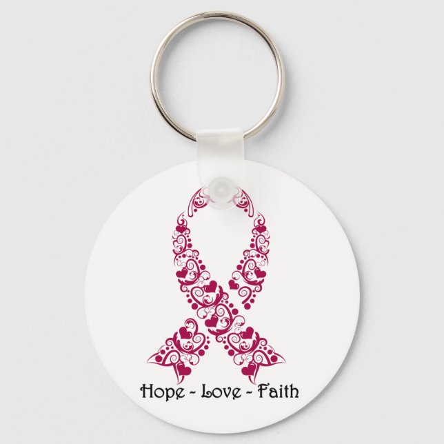 Hope Burgundy Awareness Ribbon Keychain (Front)