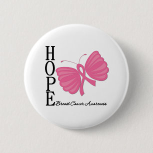 Hope Butterfly Breast Cancer 2 Inch Round Button