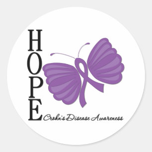 Hope Butterfly Crohn's Disease Classic Round Sticker