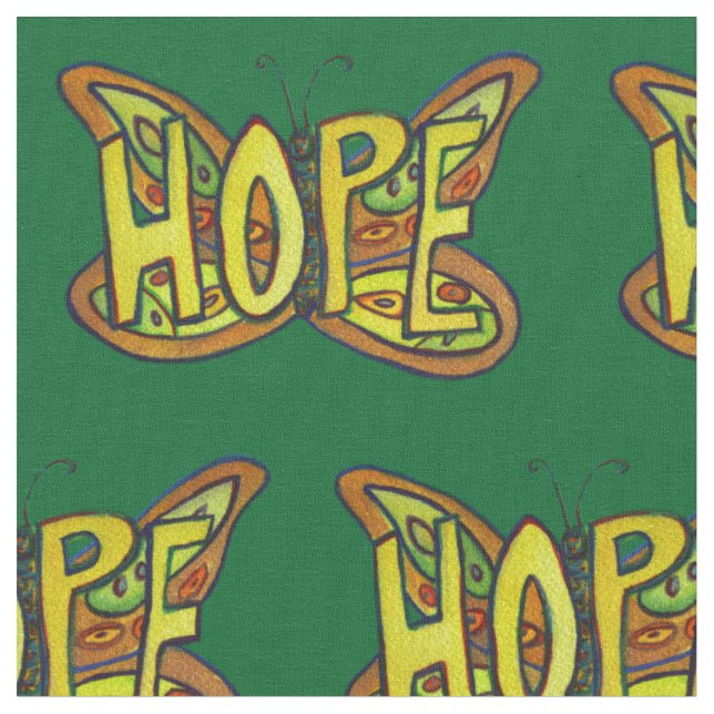Hope Butterfly Inspirational Word Fabric Material (Close Up)