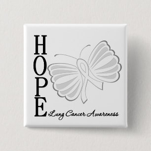 Hope Butterfly Lung Cancer 2 Inch Square Button