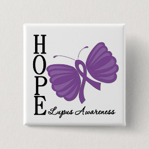 Hope Butterfly Lupus 2 Inch Square Button