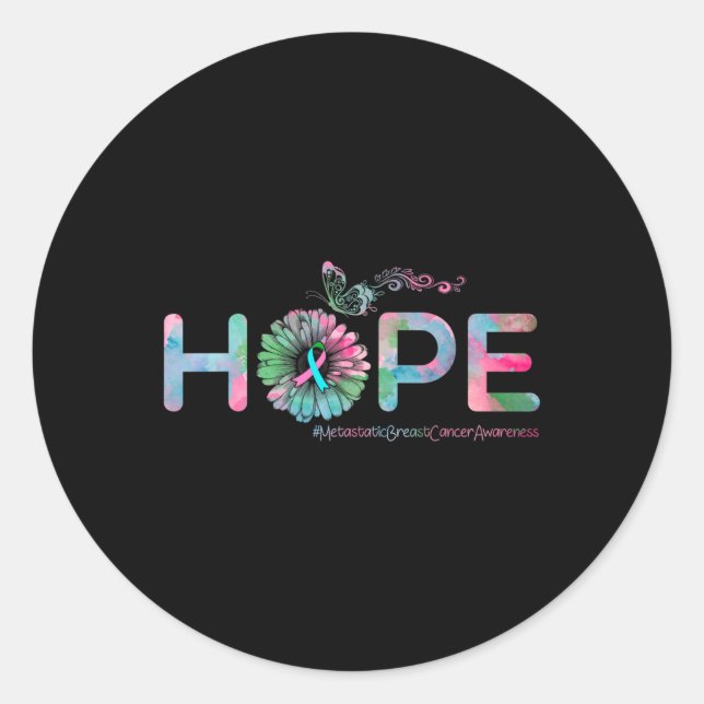HOPE Butterfly Metastatic Breast Cancer Awareness  Classic Round Sticker (Front)