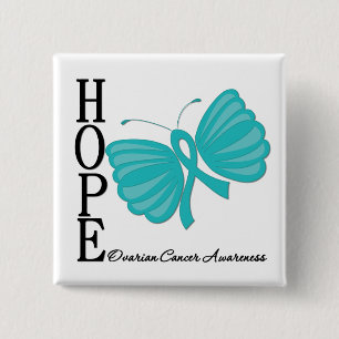 Hope Butterfly Ovarian Cancer 2 Inch Square Button
