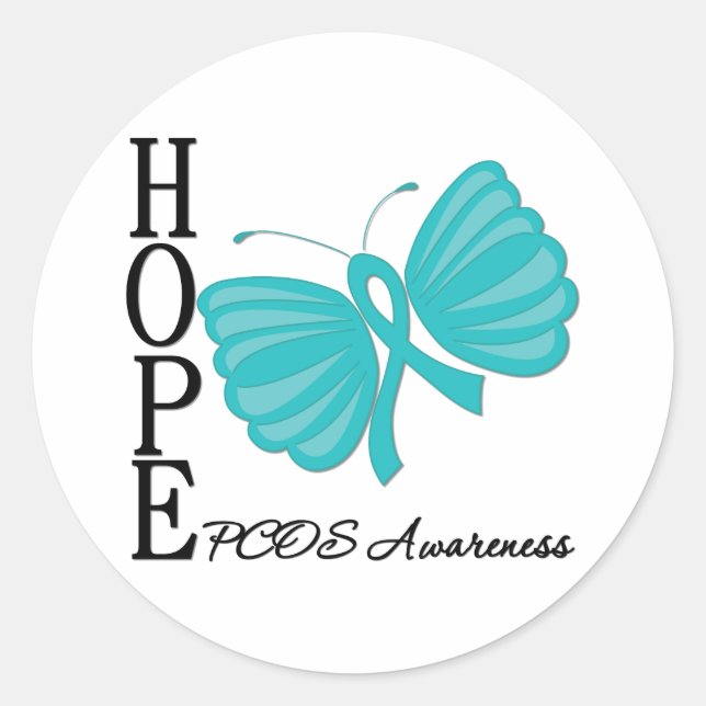 Hope Butterfly PCOS Classic Round Sticker (Front)