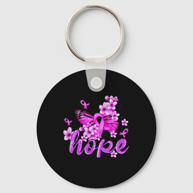 Hope Butterfly Purple Ribbon Overdose Awareness  Keychain (Front)