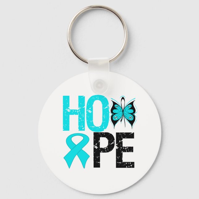 HOPE Butterfly Ribbon Addiction Recovery Keychain (Front)