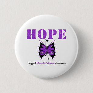 Hope Butterfly Ribbon Domestic Violence 2 Inch Round Button