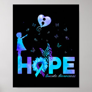 Hope Butterfly Sunflower Suicide Prevention Awaren Poster